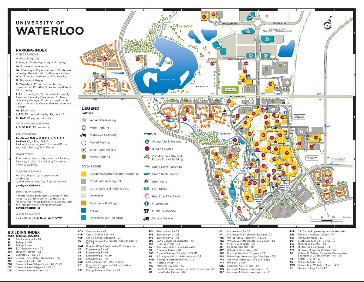 kaart van Waterloo campus