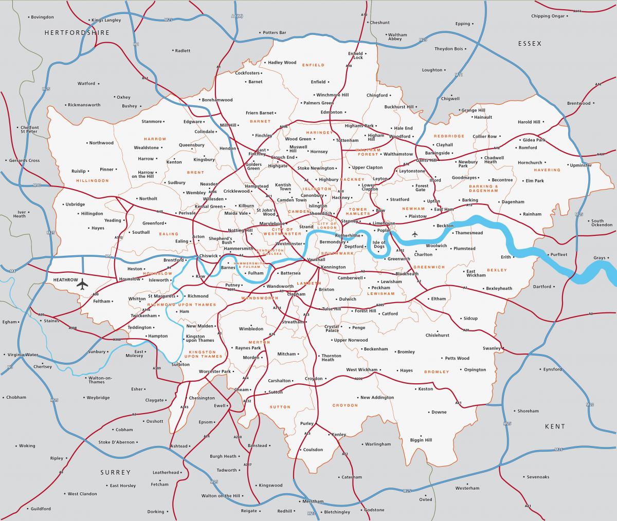 kaart van groot-Londen
