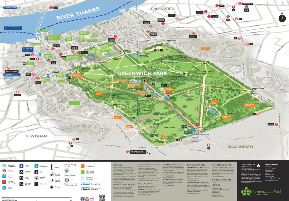 kaart van Greenwich park in Londen