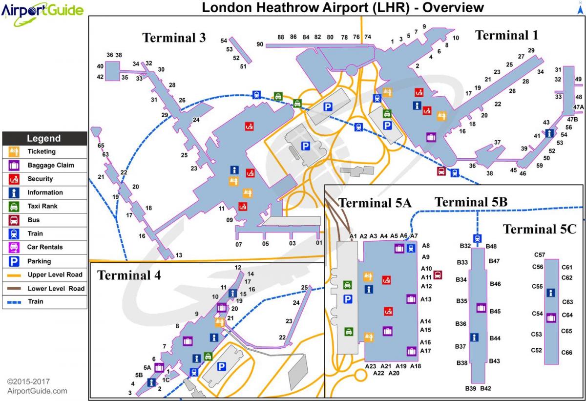 kaart van heathrow terminal