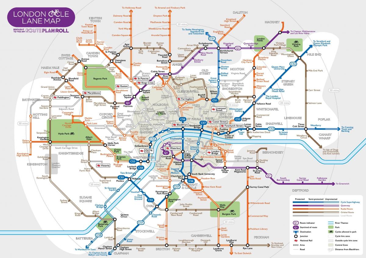 kaart van Londen fiets