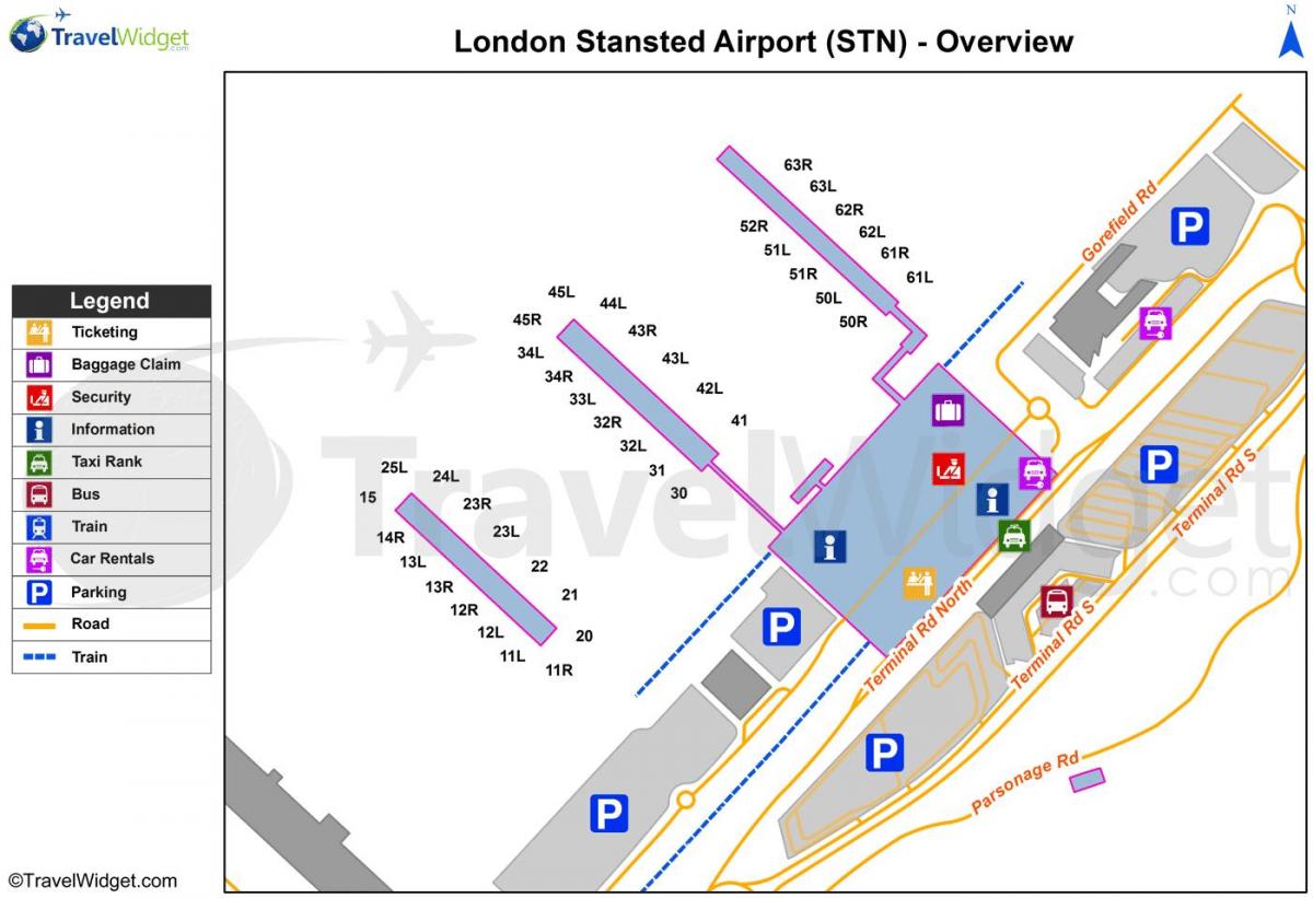 kaart van Stansted airport
