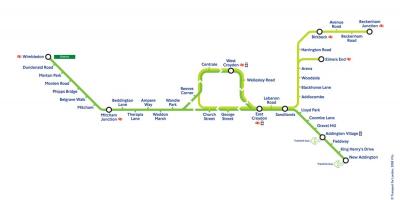 Croydon tram kaart