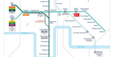 Docklands light railway plattegrond van Londen