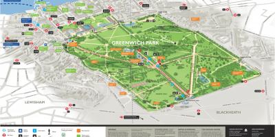 Kaart van Greenwich park in Londen
