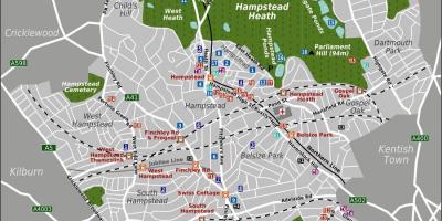 Kaart van Hampstead, Londen