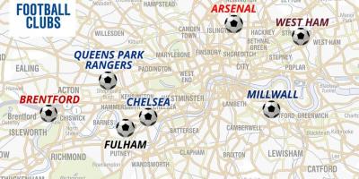 Kaart van voetbal stadions in Londen