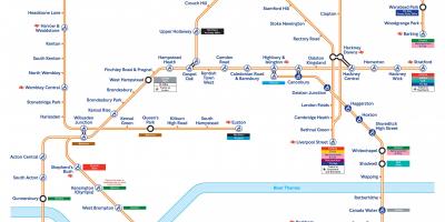 De bovengrondse kaart van Londen